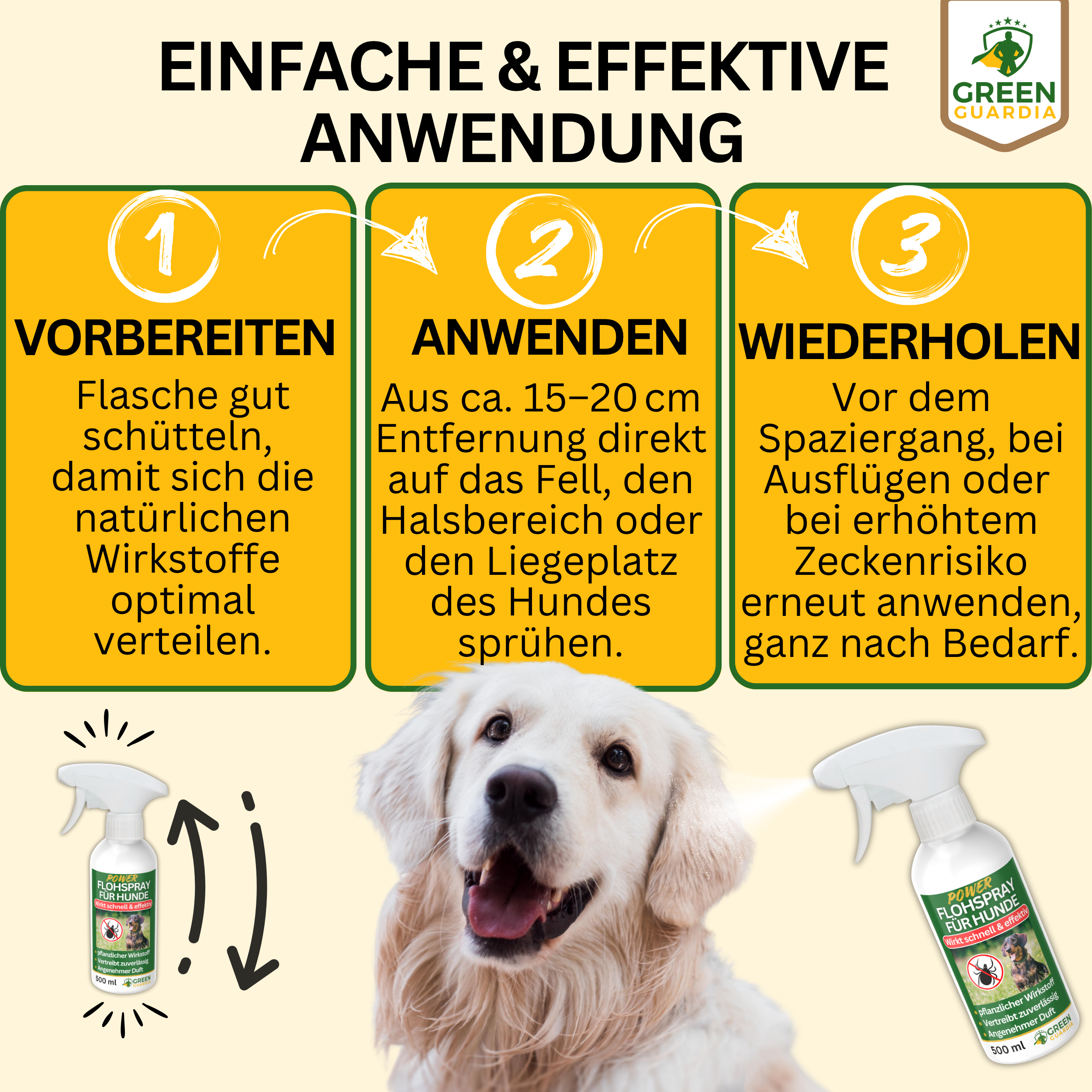 Flea repellent spray power concentrate for dogs