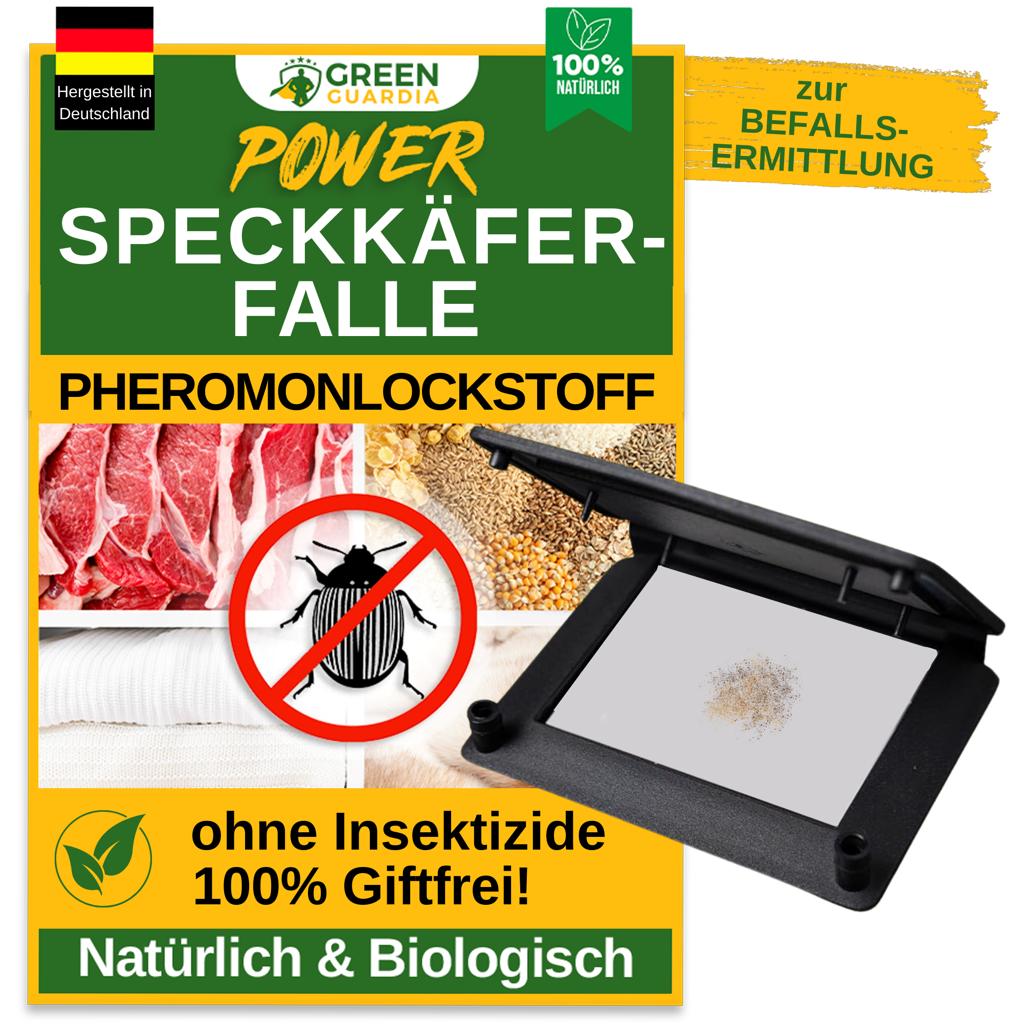 Larder beetle trap with pheromone attractant