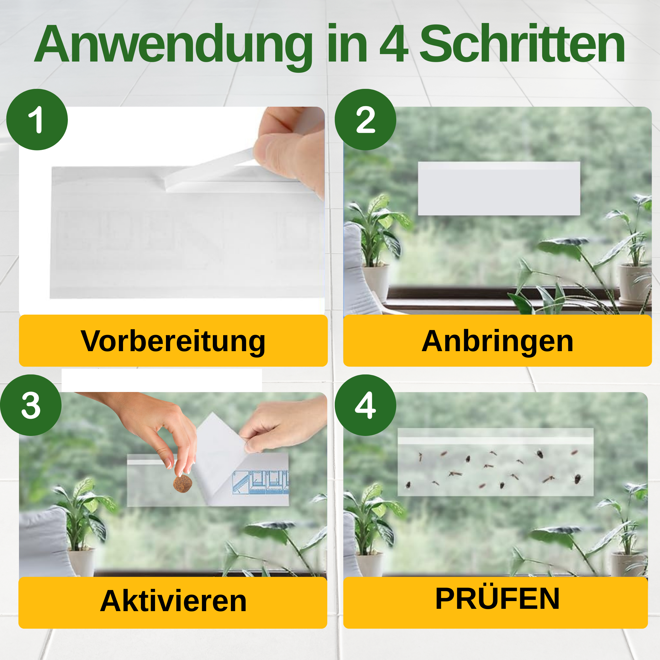 Fruchtfliegen Fenster-Falle mit Spezial-Lockstoff